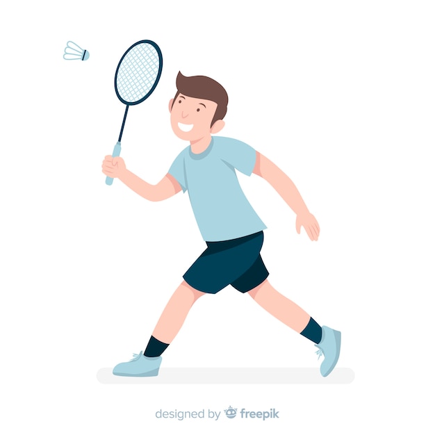 Giocatore di badminton con racchetta e piuma