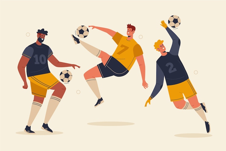 Vettore gratuito giocatori di calcio piatti illustrati