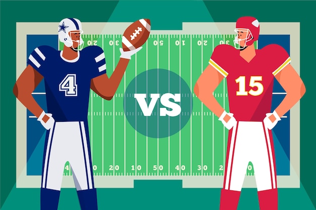 Giocatori di football americano illustrati