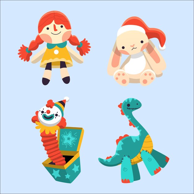 Giocattoli per bambini di Natale disegnati a mano