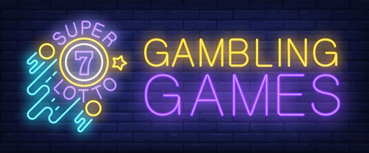 Vettore gratuito giochi d'azzardo, insegna al neon super lotto