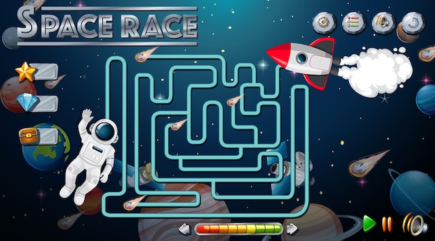 Gioco del labirinto con modello di tema spaziale