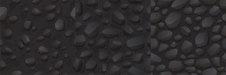 Vettore gratuito gioco di modelli senza cuciture con texture pietra e roccia