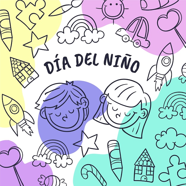 Giornata dei bambini disegnata a mano nell'illustrazione spagnola