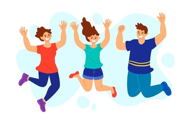Giornata della gioventù disegnata a mano - gente di salto