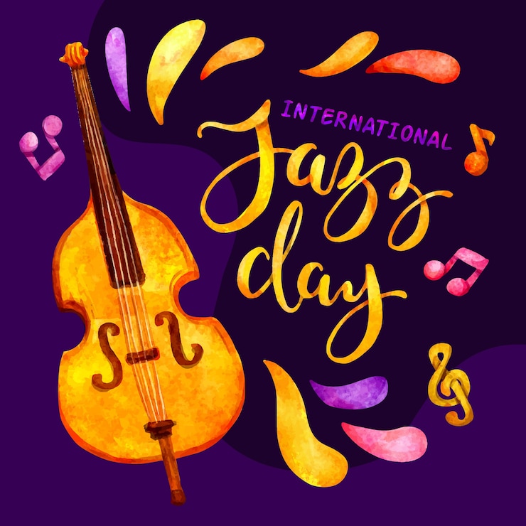 Vettore gratuito giornata internazionale del jazz con violoncello