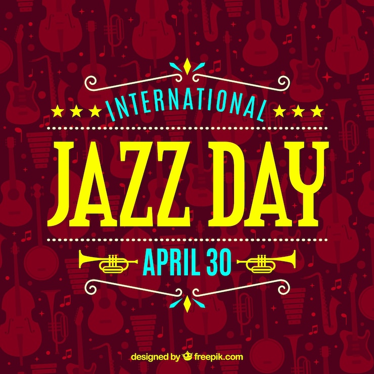 Vettore gratuito giornata internazionale del jazz sullo sfondo