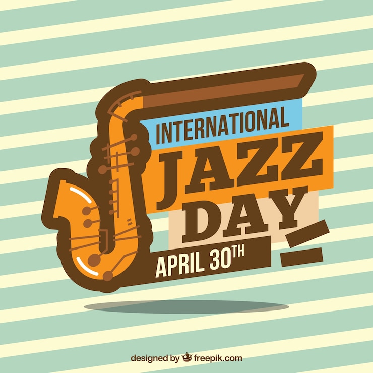 Vettore gratuito giornata internazionale del jazz sullo sfondo