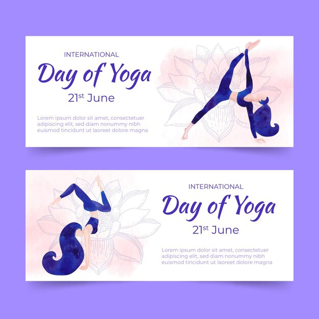 Giornata internazionale dell'acquerello di yoga banner