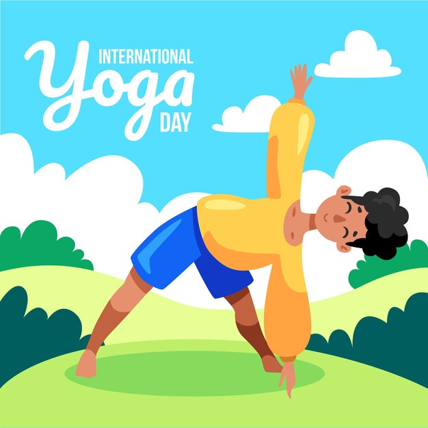 Giornata internazionale dell'illustrazione di yoga disegnata a mano