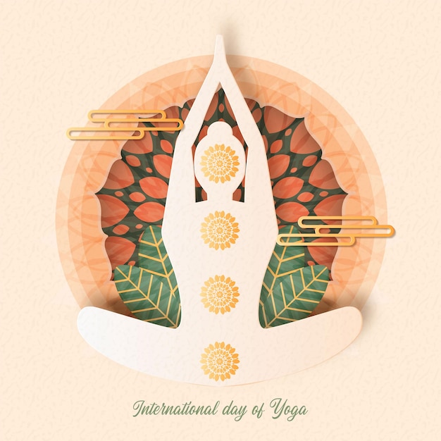 Giornata internazionale dell'illustrazione yoga in stile carta