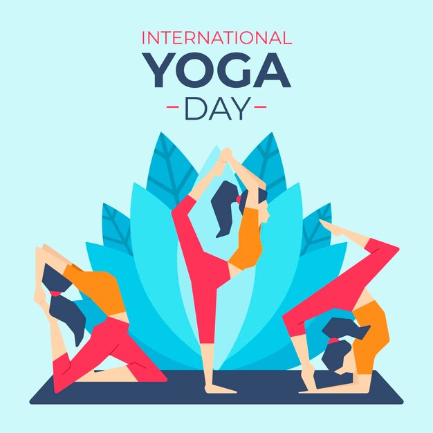 Giornata internazionale dello yoga design piatto