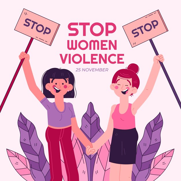 Giornata internazionale disegnata a mano per l'eliminazione della violenza contro le donne illustrazione