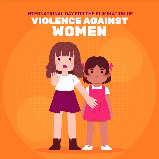 Giornata internazionale piatta disegnata a mano per l'eliminazione della violenza contro le donne illustrazione