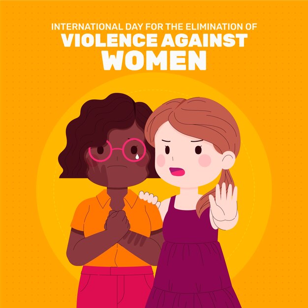 Giornata internazionale piatta disegnata a mano per l'eliminazione della violenza contro le donne illustrazione