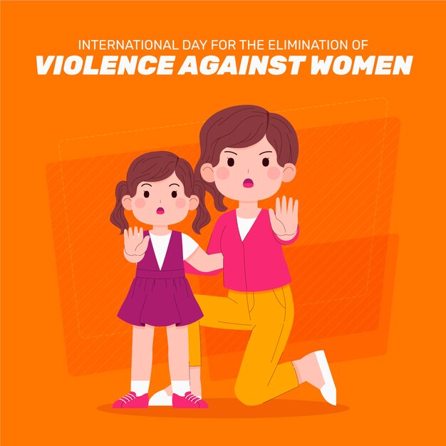 Giornata internazionale piatta disegnata a mano per l'eliminazione della violenza contro le donne illustrazione
