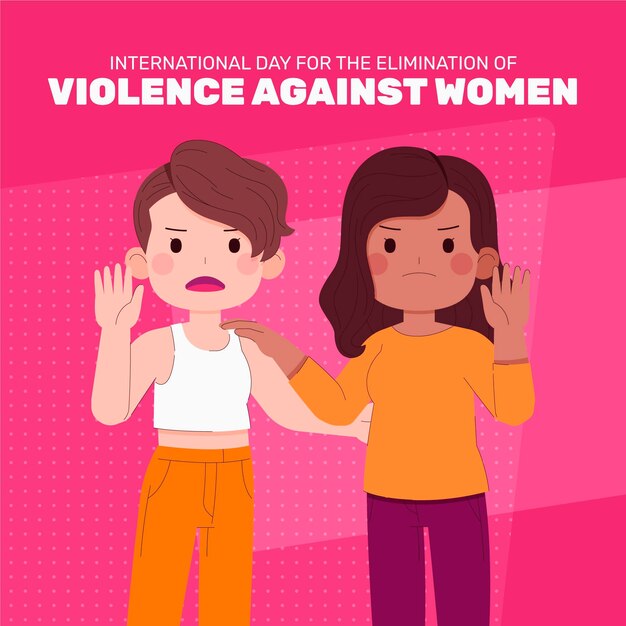 Giornata internazionale piatta disegnata a mano per l'eliminazione della violenza contro le donne illustrazione
