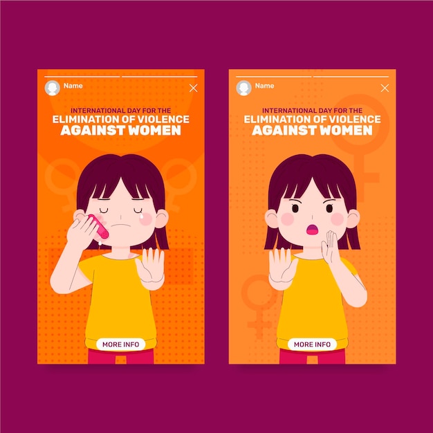 Giornata internazionale piatta disegnata a mano per l'eliminazione della violenza contro le donne raccolta di storie su instagram