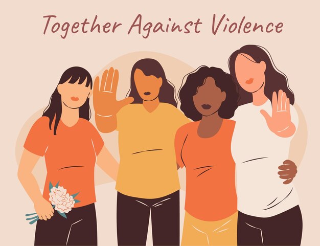 Giornata internazionale piatta disegnata a mano per l'eliminazione della violenza contro lo sfondo delle donne