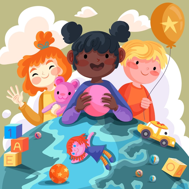 Vettore gratuito giornata mondiale dei bambini disegnati a mano