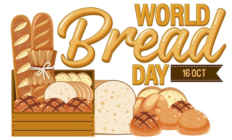 Vettore gratuito giornata mondiale del pane 16 ottobre logo design