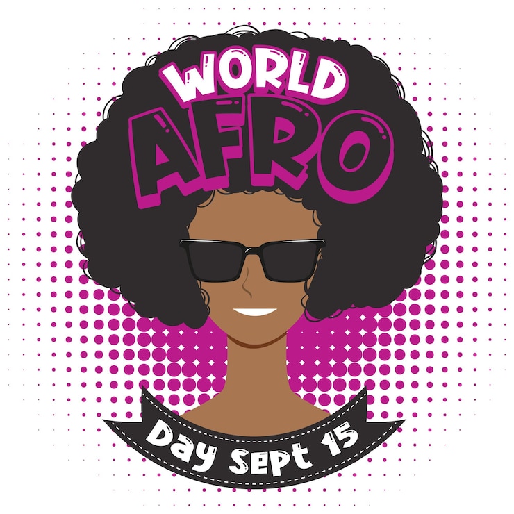 Vettore gratuito giornata mondiale dell'afro 15 settembre banner design