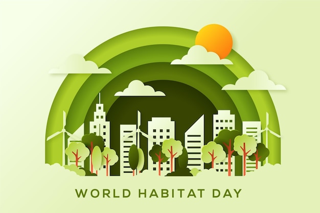 Giornata mondiale dell'habitat in stile carta