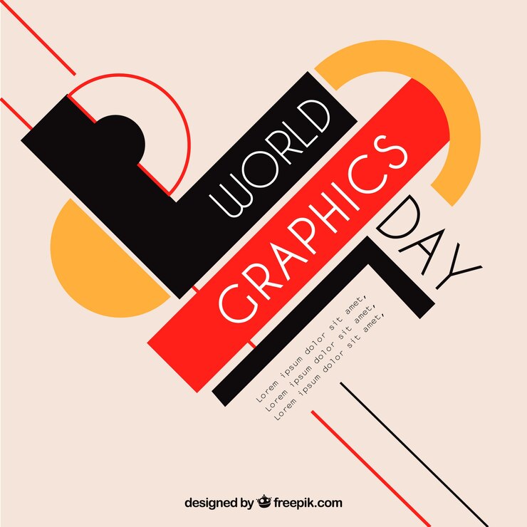 Vettore gratuito giornata mondiale della grafica di sfondo con forme geometriche