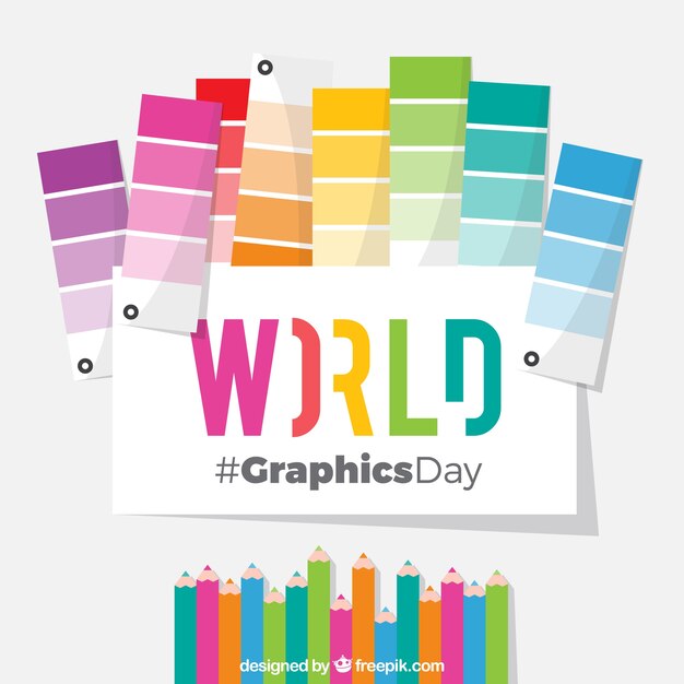 Giornata mondiale della grafica di sfondo con pantoni e matite colorate