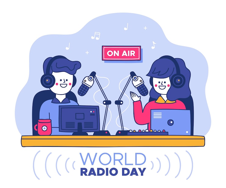 Vettore gratuito giornata mondiale della radio disegnata a mano