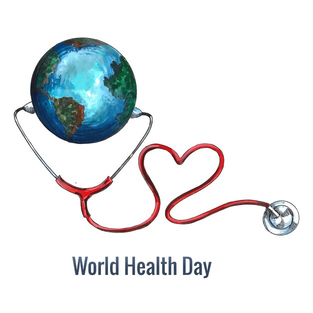 Giornata mondiale della salute celebrata il 7 aprile sullo sfondo