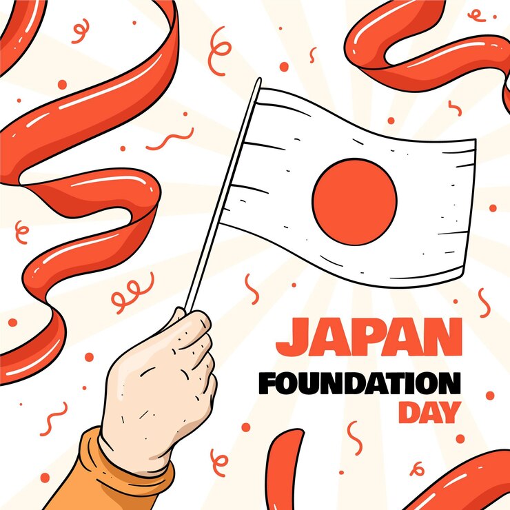 Vettore gratuito giorno della fondazione disegnato a mano in giappone
