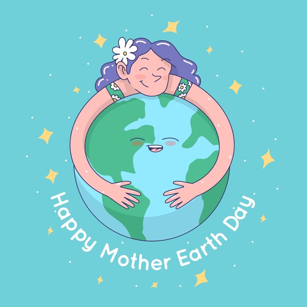 Giorno della madre terra felice disegnato a mano