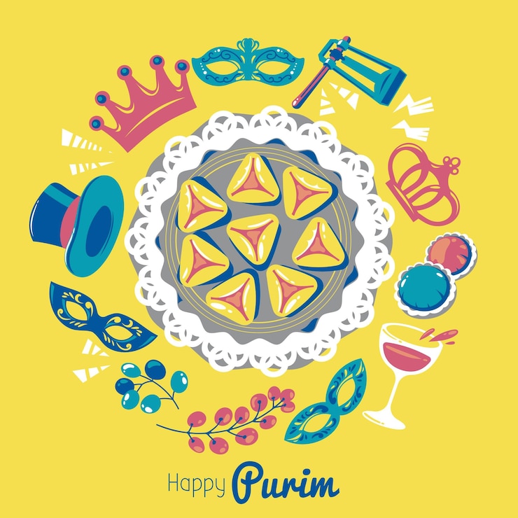 Vettore gratuito giorno di purim disegnato a mano