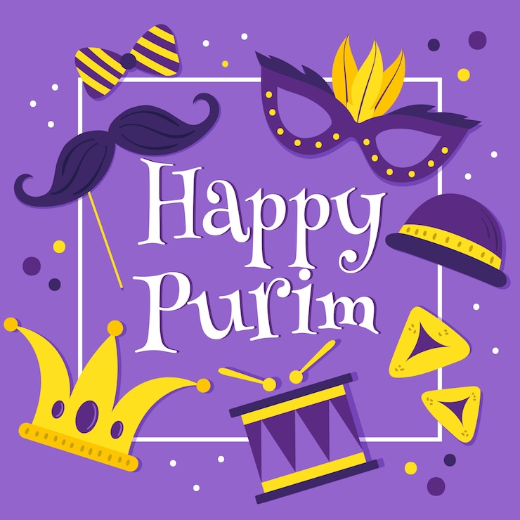 Vettore gratuito giorno felice purim disegnato a mano