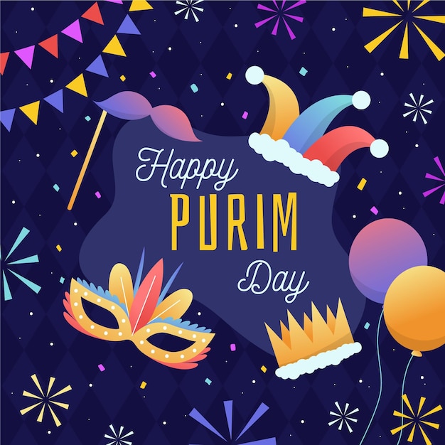 Giorno felice purim disegnato a mano