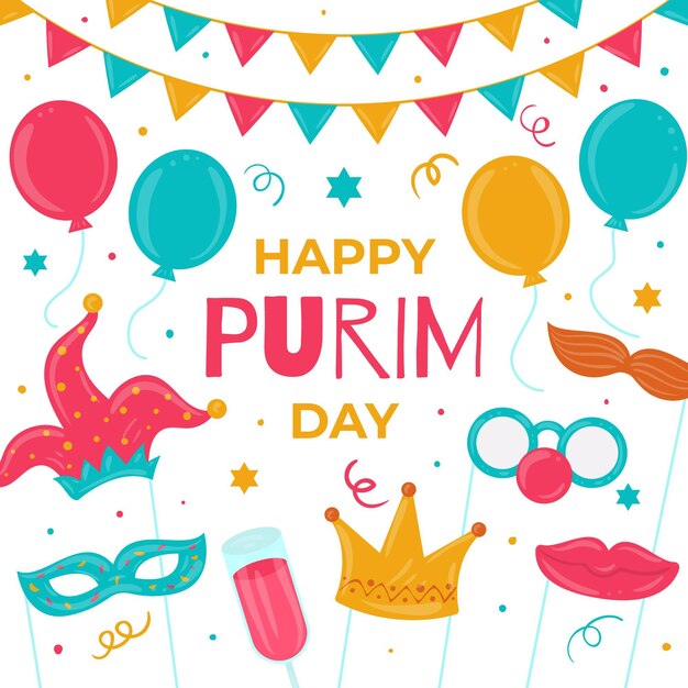 Giorno felice purim disegnato a mano