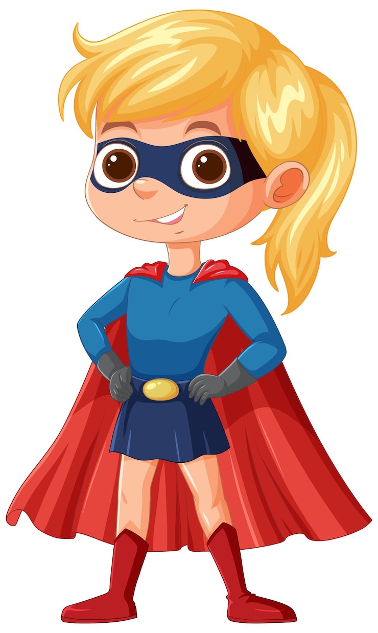 Vettore gratuito giovane ragazza supereroe in costume
