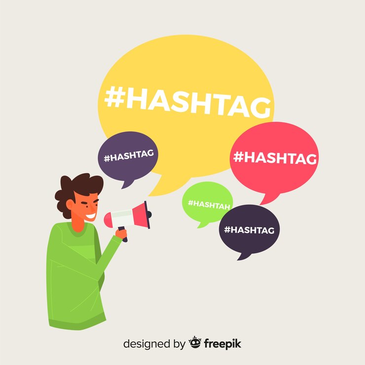 Vettore gratuito giovane ragazzo con il simbolo di hashtag