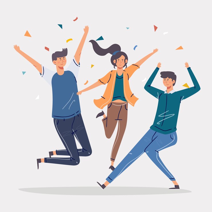 Vettore gratuito giovani celebrati insieme illustrati