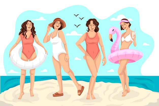 Giovani donne in spiaggia