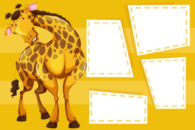 Giraffa su cornici vuote per sfondo fotografico
