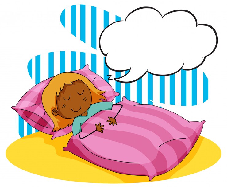 Vettore gratuito girl sleeping in the bed