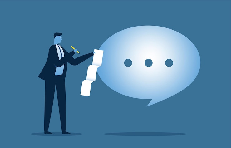 Vettore gratuito gli uomini d'affari operano con una visione ampia e ascoltano le opinioni dei dipendenti per elaborare nuove idee