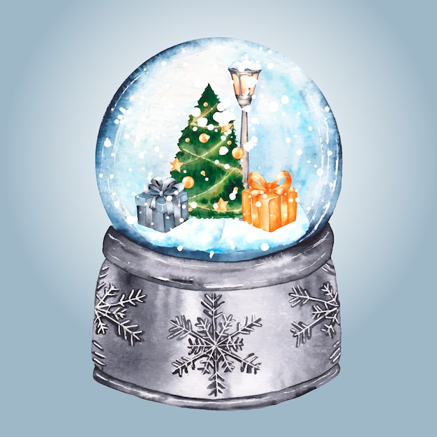 Globo della palla di neve di Natale dell'acquerello