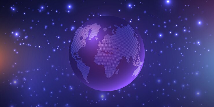 Vettore gratuito globo galleggiante circondato da stelle