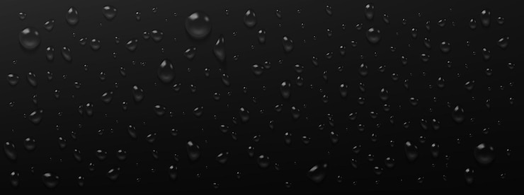 Vettore gratuito gocce d'acqua di condensazione su sfondo nero