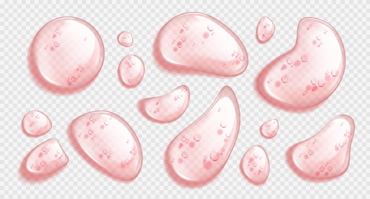 Vettore gratuito gocce di olio trasparenti rosa
