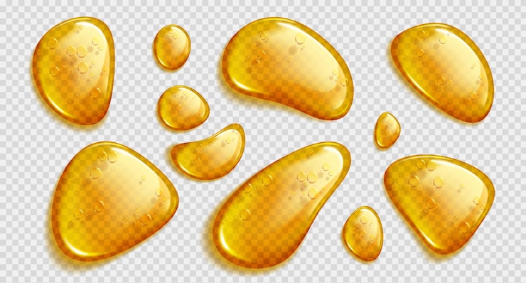 Vettore gratuito gocce liquide dorate trasparenti