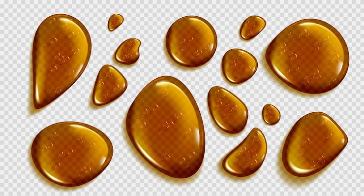 Vettore gratuito goccia di miele 3d olio d'oliva d'oro o bolla di siero